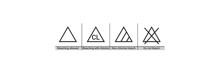 Laundry symbols for bleaching.