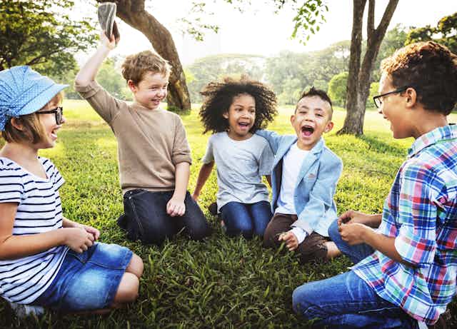 Cheerful children in a park.