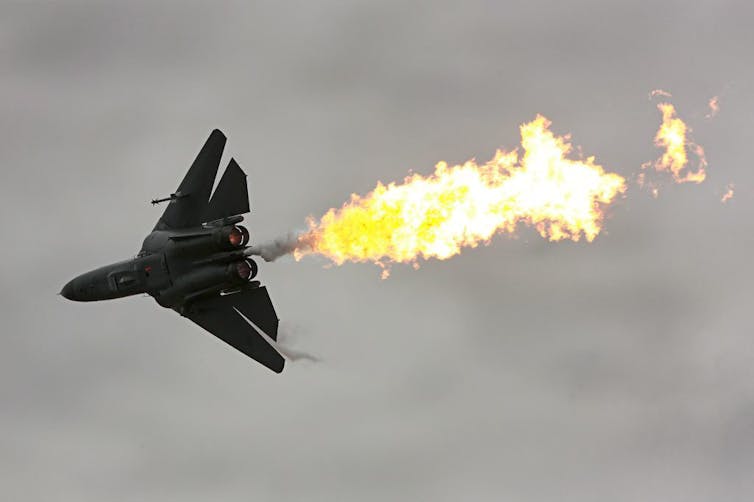 A now-retired F-111 at an airshow at Avalon.