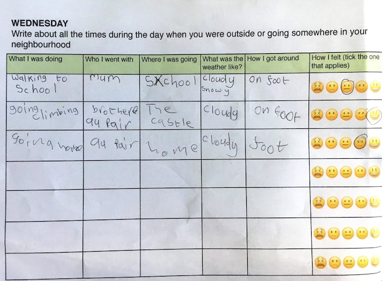 A child's handwriting on a class=
