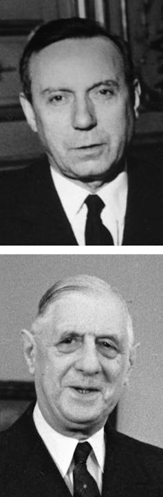 Michel Debré, prime minister from 1959 to 1962, and President Charles de Gaulle.