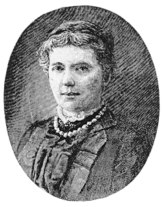 An etched medallion portrait of a woman in black and white.