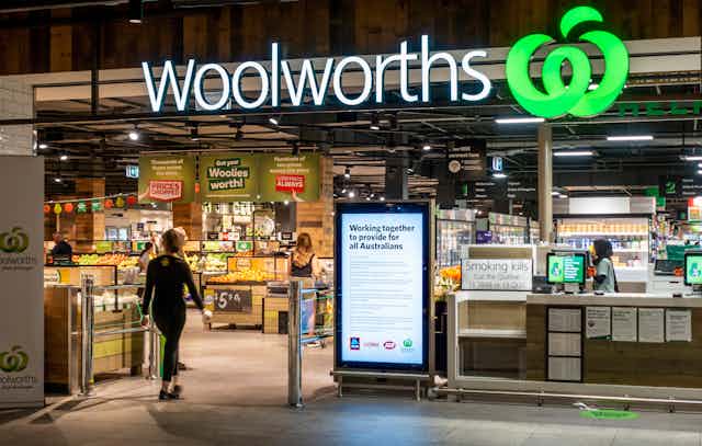 entrance to woolworths supermarket store