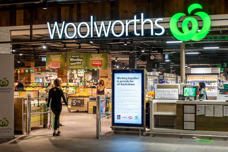 entrance to woolworths supermarket store