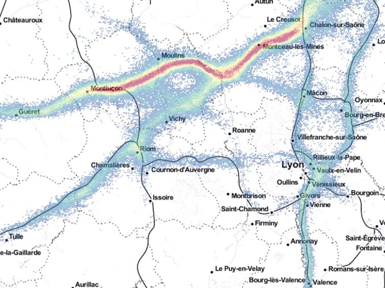 Carte des flux de camions générée grâce au suivi d’objets connectés