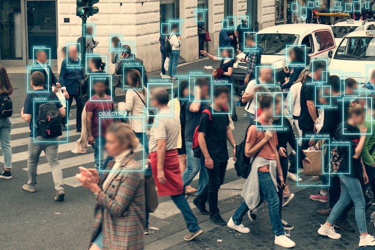 Image of crowds subject to face recognition