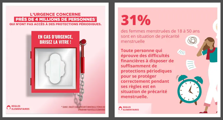 Environ 4 millions de personnes sont concernées par la précarité menstruelle en France