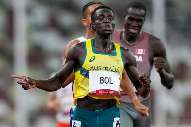 Peter Bol competing at the Tokyo Olympics