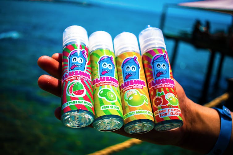 Brightly coloured vapes with 'summer' flavours