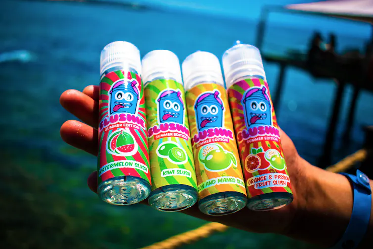 Brightly coloured vapes with 'summer' flavours