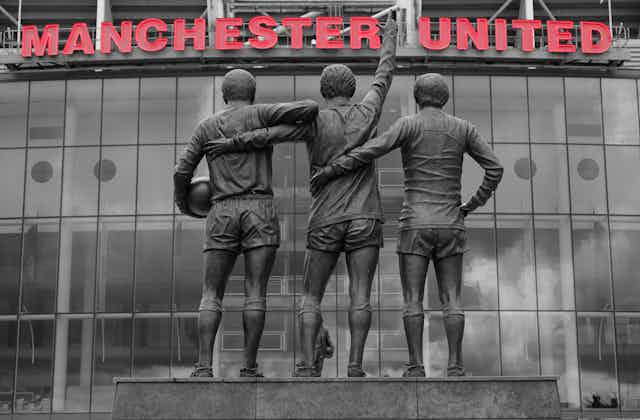 Outside Old Trafford.