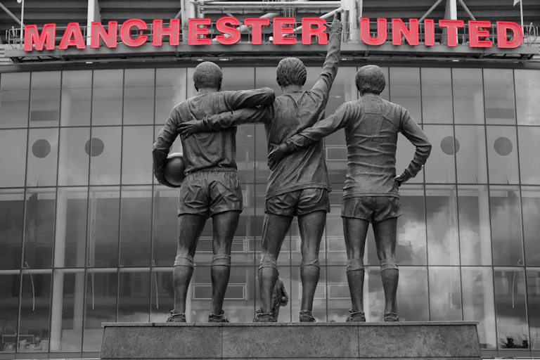 Outside Old Trafford.