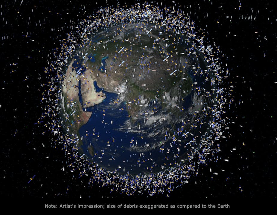 An artist's impression of the 30,000 or so satellites orbiting around Earth.