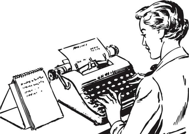 Woman at typewriter. 