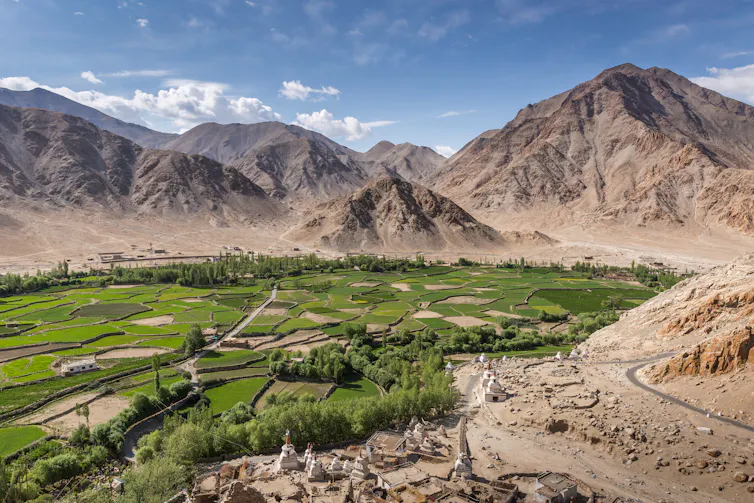 irrigated fields in dry mountains