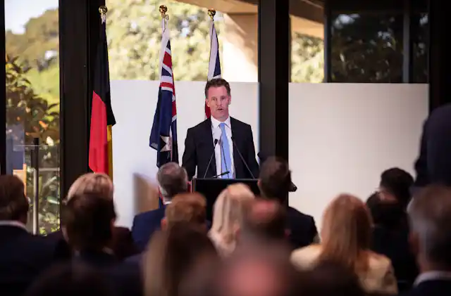 New South Wales Premier Chris Minns addresses the first Labor caucus