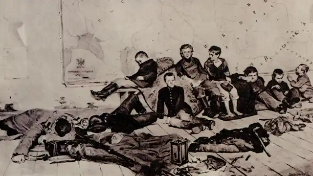 Black and white image of children.