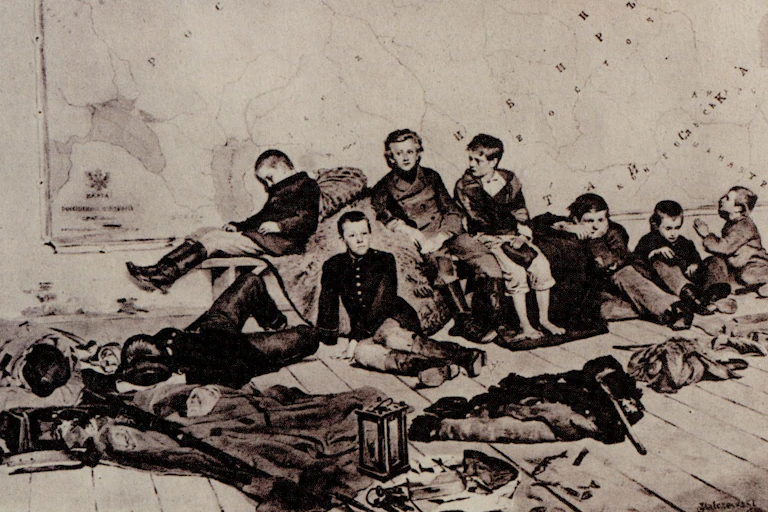Black and white image of children.