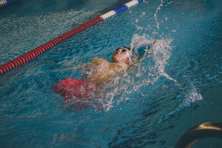 Person doing backstroke