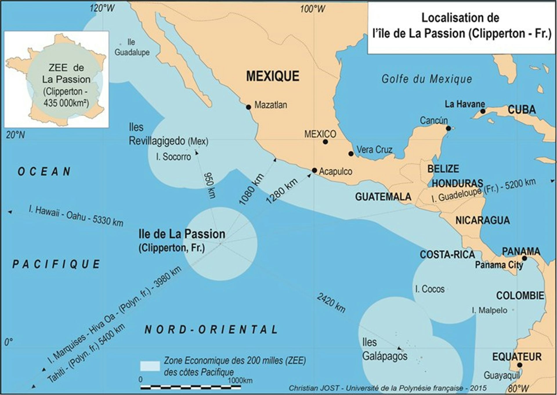 Carte montrant la localisation de l’île de La Passion (Clipperton)