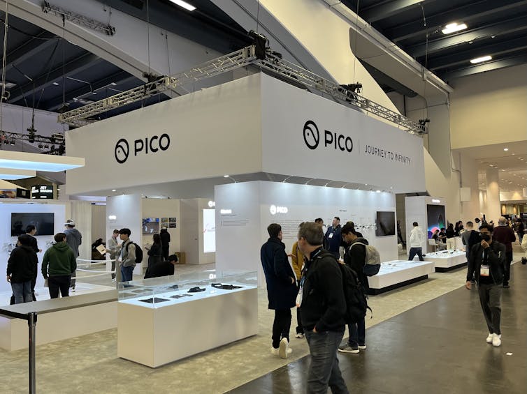 A slick stand at an expo hall in San Francisco.