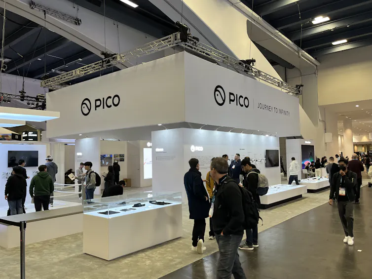 A slick stand at an expo hall in San Francisco.