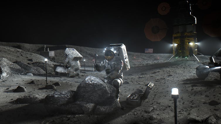 Artist's impression of an astronaut on the Moon.