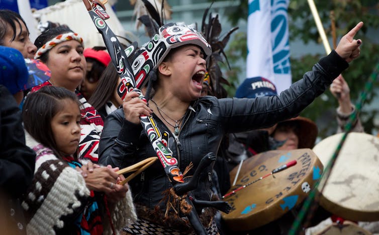 First Nations demonstrators at a rally