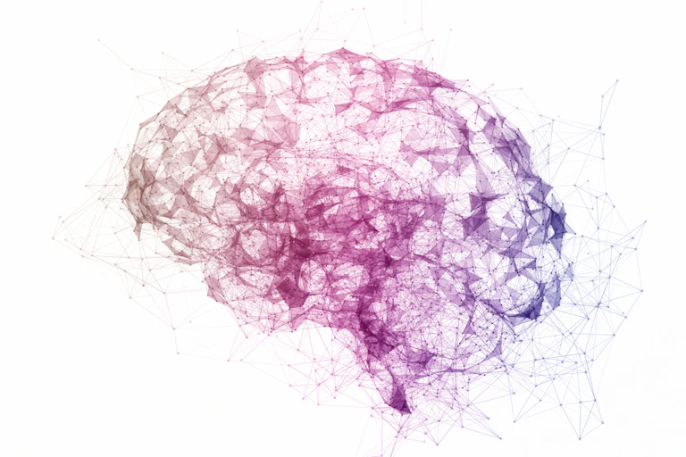 Infographie d'un cerveau en nuage de points