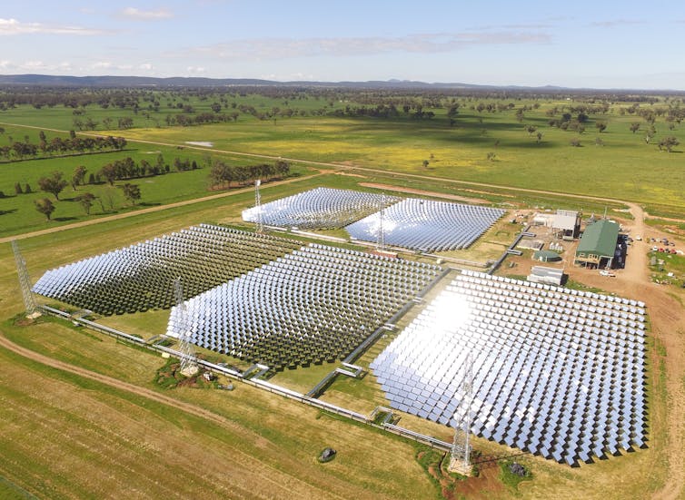 Vast Solar's pilot concentrated solar thermal plant in Jemalong, NSW, as seen from the air