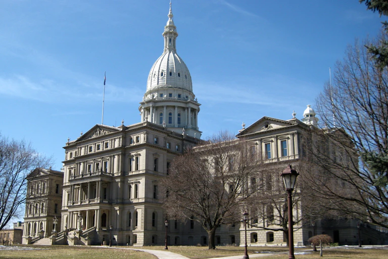 The Michigan Capitol building is pictured