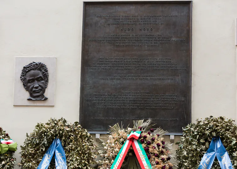 Memorial in honour of Aldo Moro on Via Caetani in Rome