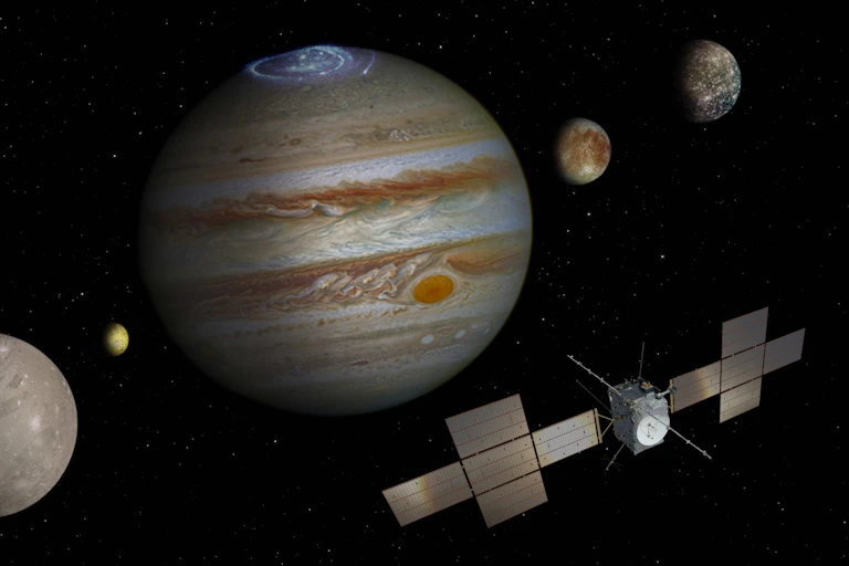 image of Jupiter, Io, Ganymède, Europe and Callisto