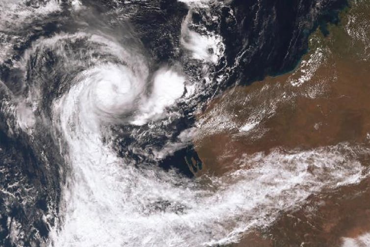 satellite image of cyclone off WA