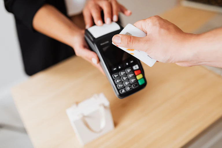 Man making cashless payment