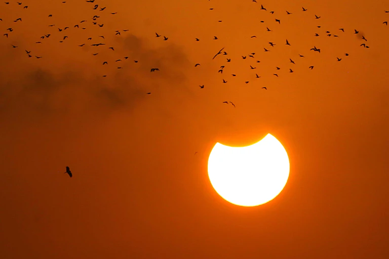 partial eclipse in sky