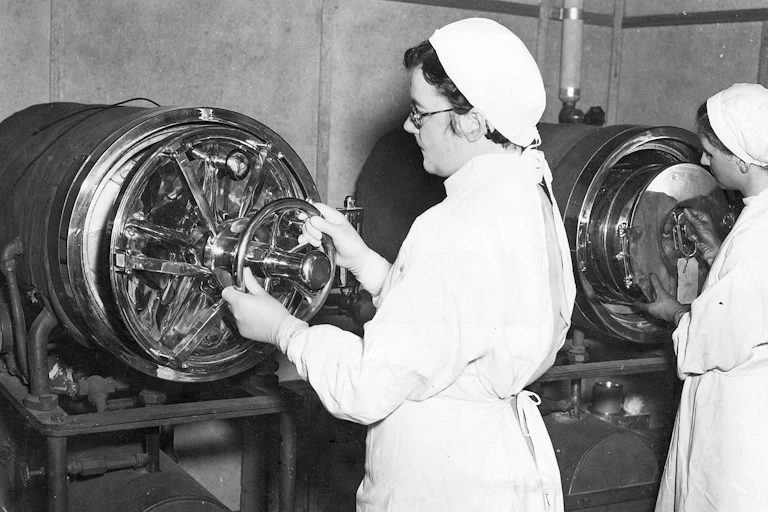 Women using hospital machinery