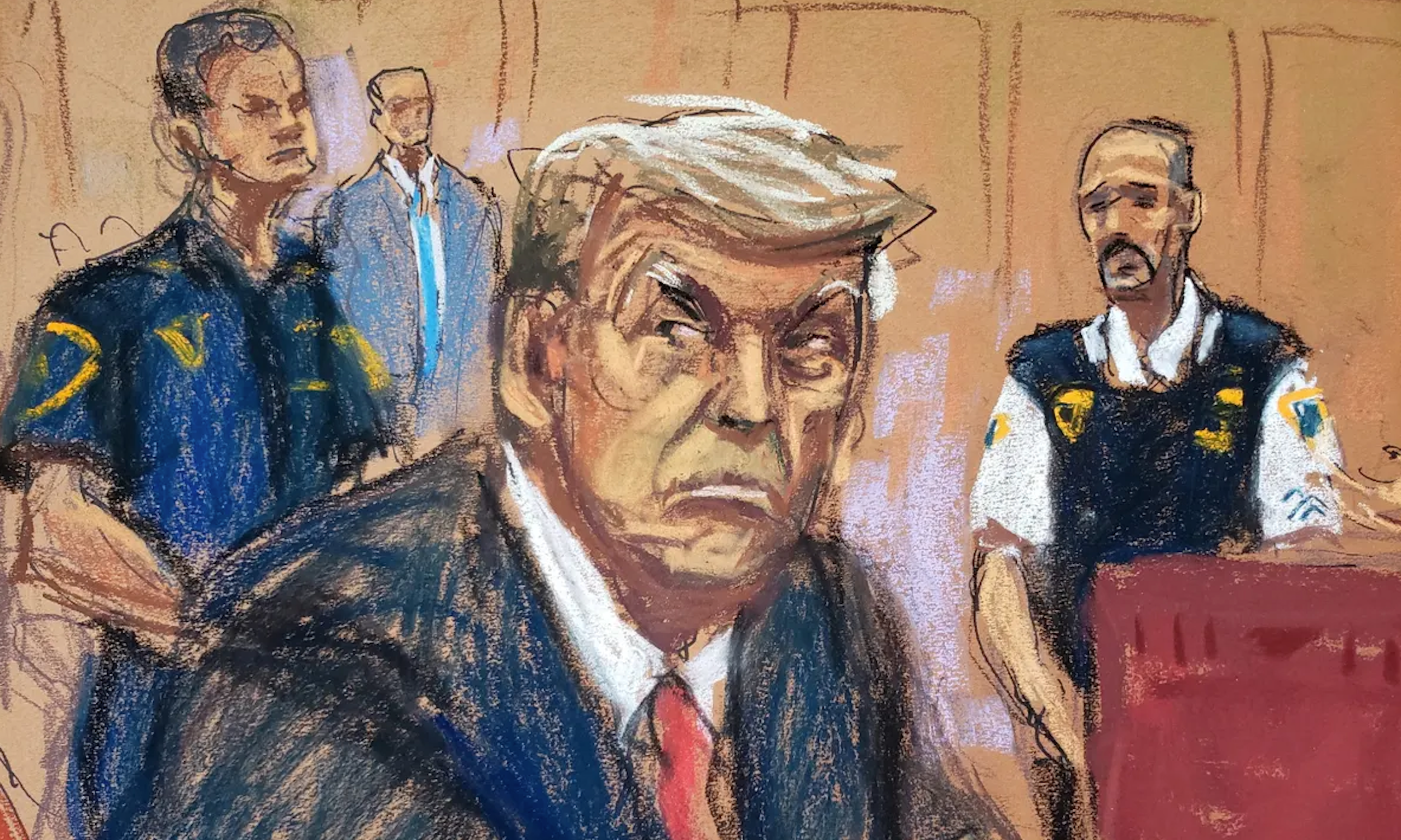 Sketch of man looking glum.