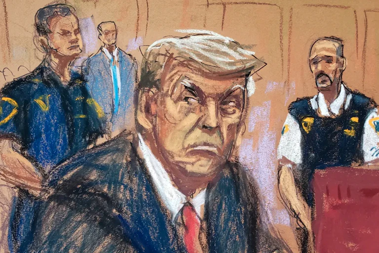 Sketch of man looking glum.