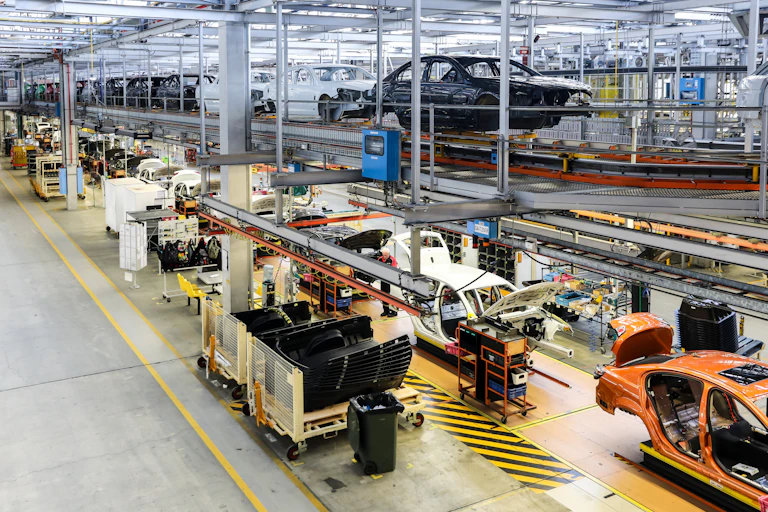 cars on a production line