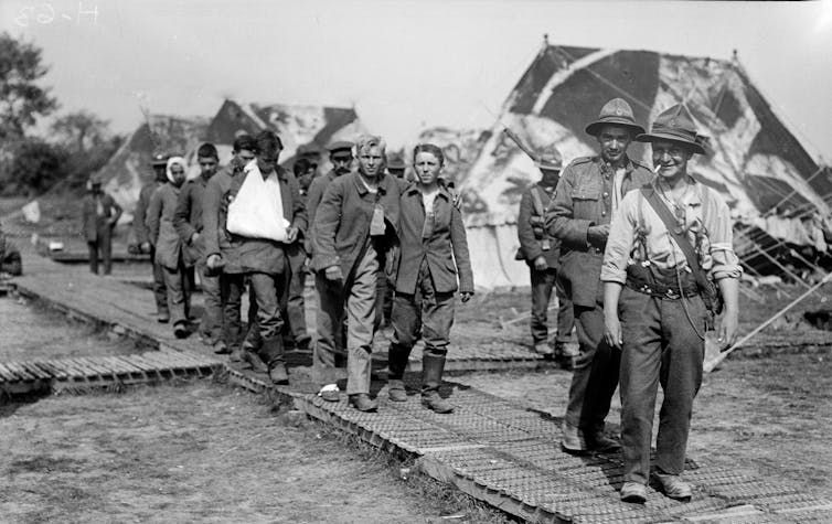 Wounded German soldiers captured at Messines