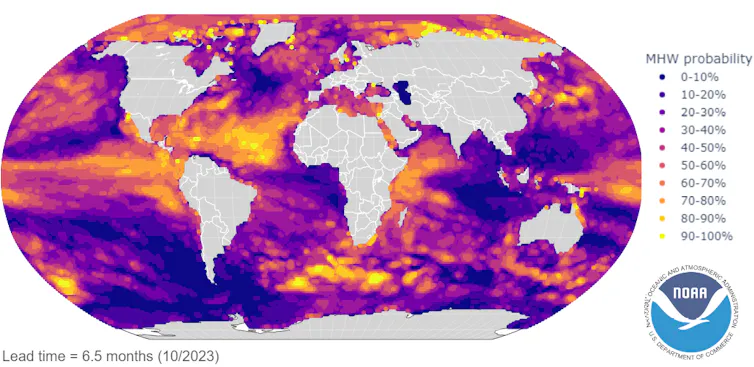 Peta pemanasan laut pada 2023.