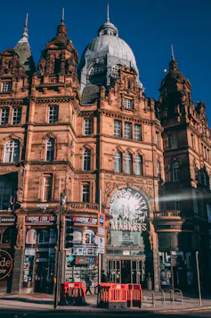 Leeds's popular market pictured in the sunshine.