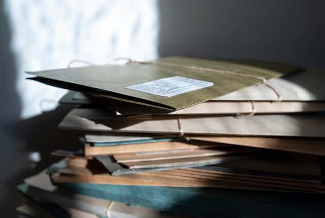 A stack of manilla folders