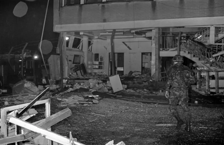The bombed out remains of a hospital in Belfast.