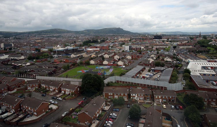 A bird's eye view of a neighbourhood in Belfast.