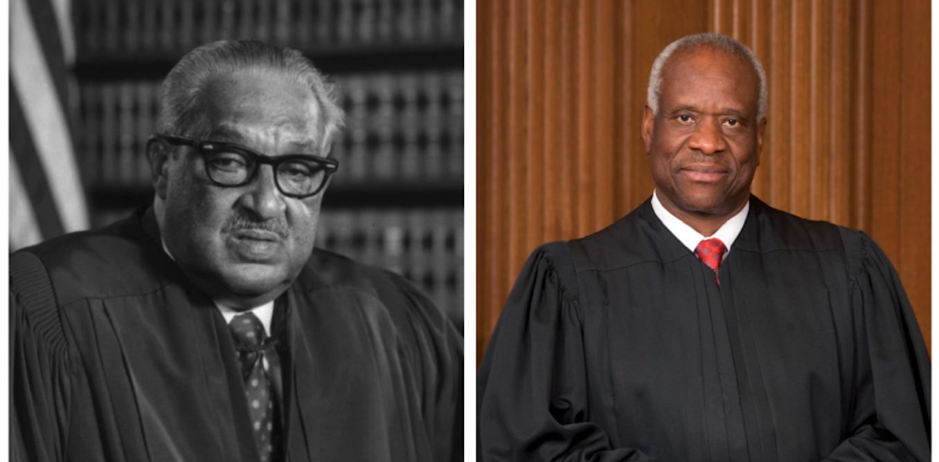 Supreme Courtroom Justice Clarence Thomas strikes to reverse the legacy of his predecessor, Thurgood Marshall