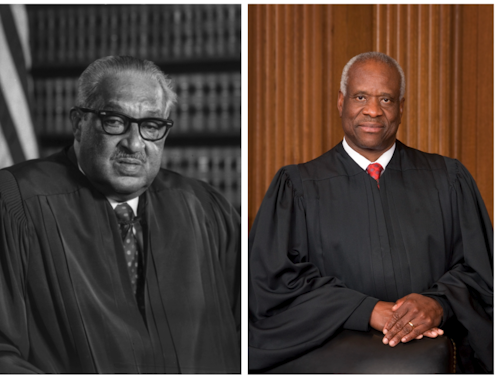 Supreme Court Justice Clarence Thomas moves to reverse the legacy of his predecessor, Thurgood Marshall