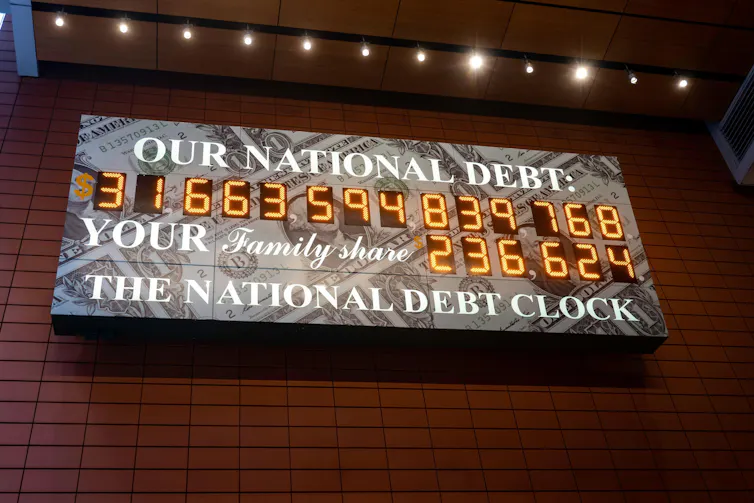 A clock showing the level of US national debt.