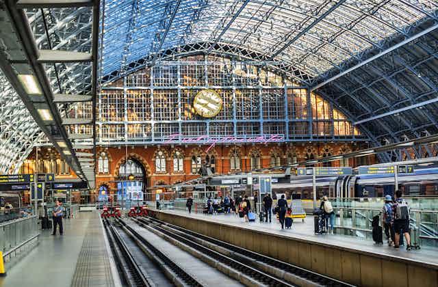 A wide shot of St Pancras station.